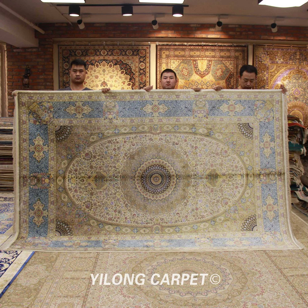 Традиционный персидский шелковый ковер YILONG Qum 6 'x 9' Восточный ручной работы