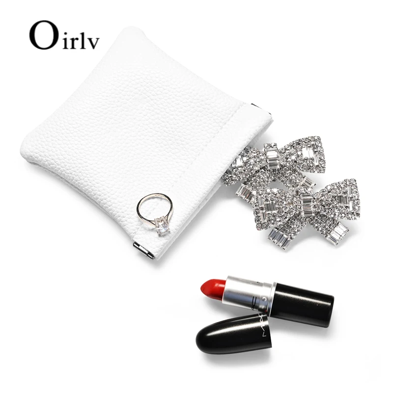 Oirlv PU Leather Bracelet Lipstick Loose Powder Cosmetic Storage Cosmetic Bag Ladies Ring Watch Jewelry Storage Bag