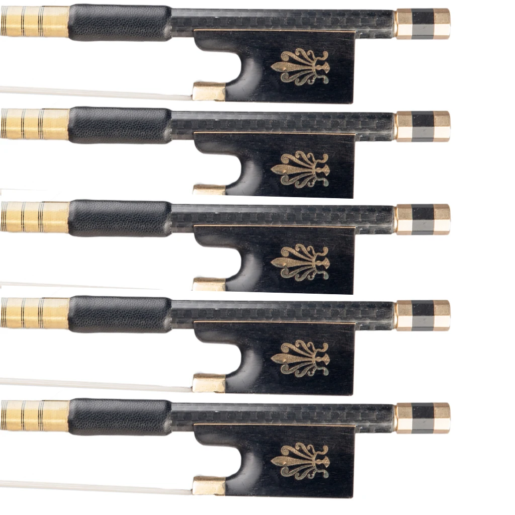 5pc/1set Carbon Fiber 4/4 Violin Bow Grid/Braided Stick Ebony Frog Sheepskin Grip White Mongolia Horsehair Fast Response enlarge