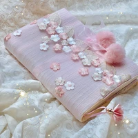 sakura embroidery notebook handmade cloth bookcase girl notepad a5 a6 sketchbooks for drawing personal diary tassel journals