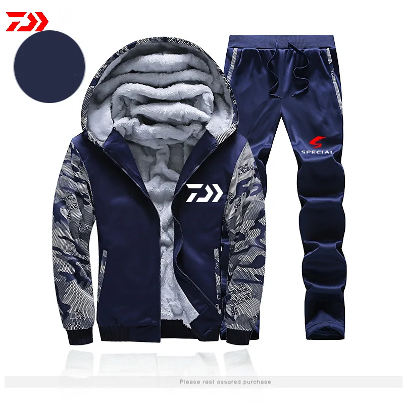Daiwa термальный рыболовный костюм для мужчин осень зима Цвет Соответствующие рыбалка куртка с длинным рукавом походная одежда полиэстер рыба брюки