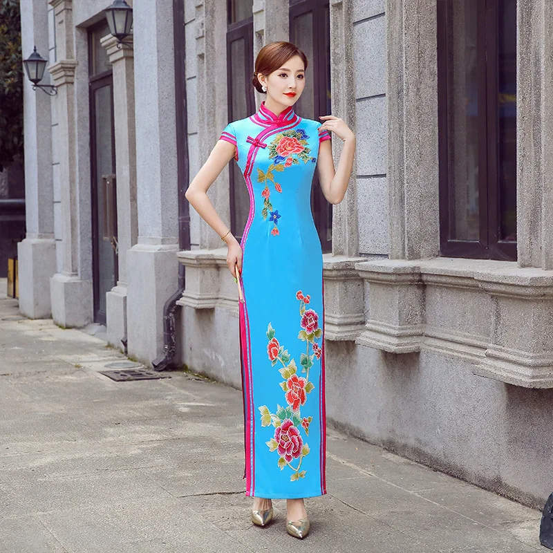 Женские вечерние платья восточные женские Cheongsam элегантный в китайском стиле