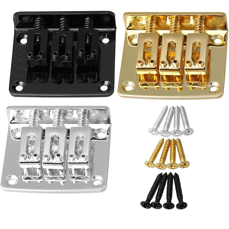 

3PCS Adjustable 3 String Guitar Hard-Tail Tailpiece Bridge for Electric Guitar