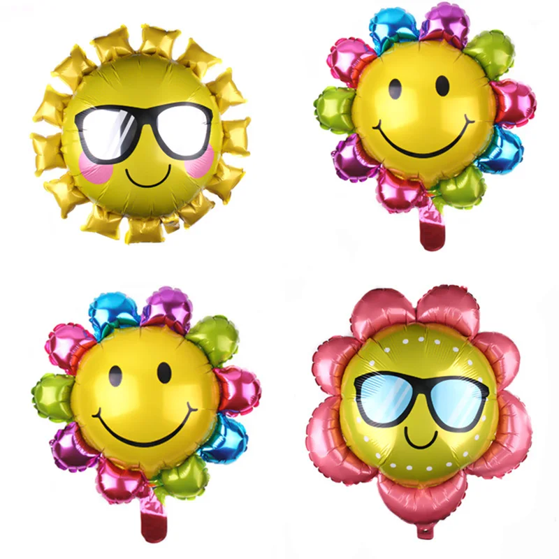 

Cartoon Sunflower Aluminum Film Balloon Sun Smile For Hawaiian Birthday Baby Show Party Decoration