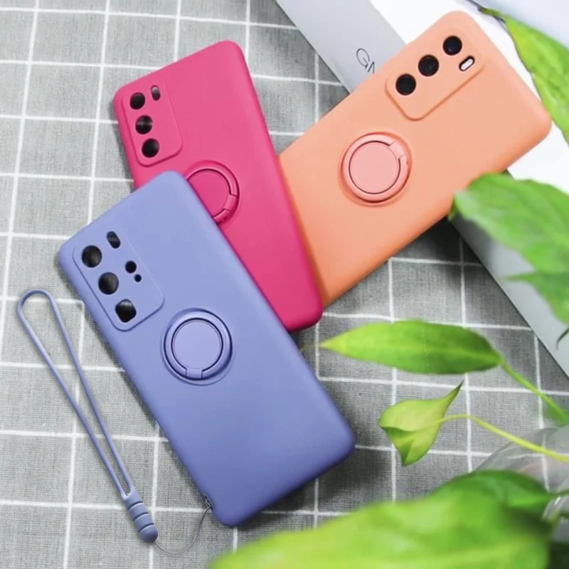

Cell phone cover with magnetic ring support, liquid silicone bottom with xiaomi support for x3 nfc mi 10 t for 10 t lite redmi