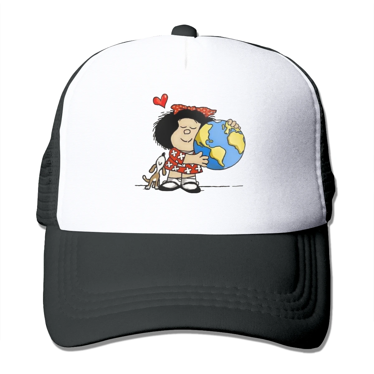 

Забавные кепки Mafalda Quino с рисунком манги, бейсболка с сеткой в виде шара и щенка, Снэпбэк Кепка в стиле хип-хоп, Регулируемая Кепка