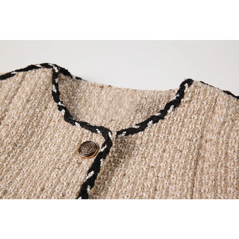 Женское осеннее винтажное твидовое короткое пальто верхняя одежда с длинным