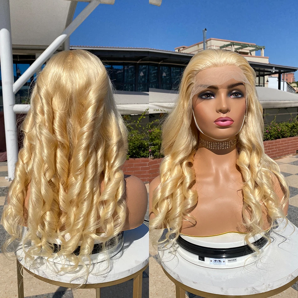 

13x4 Lace Front Wig Loose Wave 613 Blonde Glueless Body Frontal Wig Brazilian Virgin PrePlucked Human Hair 180% Density