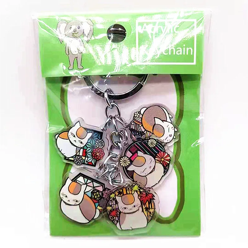

Anime Acrylic Keychain natsume yuujinchou Two Side Print Car Key Chain Cartoon Figure Holder Best Friend Keyring Gift