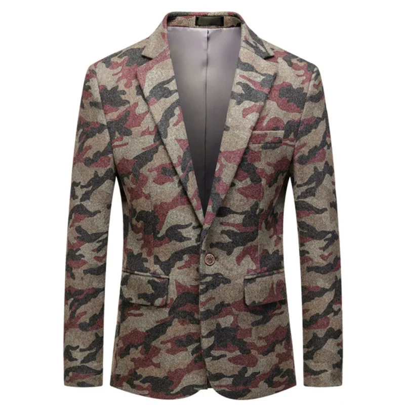 

Мужской твидовый пиджак с одной пуговицей, серый или красный Повседневный шерстяной пиджак, модель 6xl, 2021