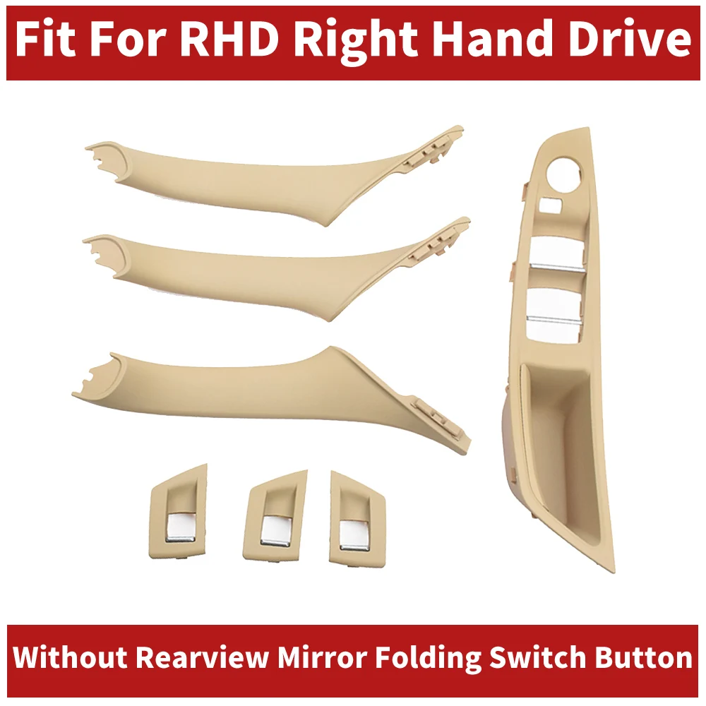 

RHD Right Hand Car Interior Door Pull Handle Window Switch Panel Trim No Mirror Folding Button For BMW F10 F11 F18 520 523 525