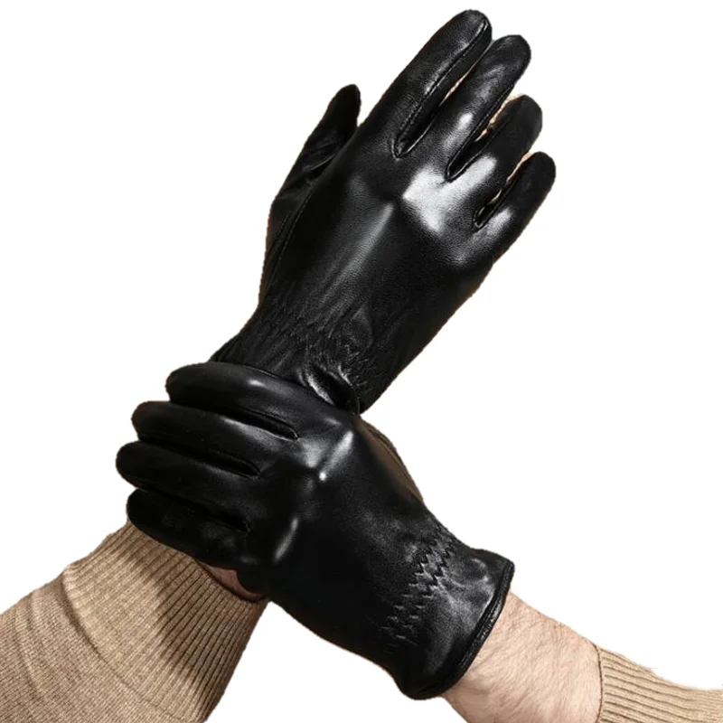 Перчатки мужские из натуральной овечьей кожи перчатки для сенсорного экрана