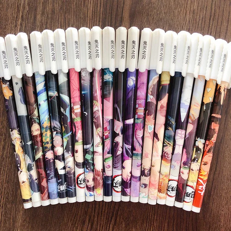

20Pcs Anime Demon Slayer Kimetsu No Yaiba Kamado Tanjirou Cute Black Ink Neutral Pen Kawaii Gel Pen Kids Stationery Gift