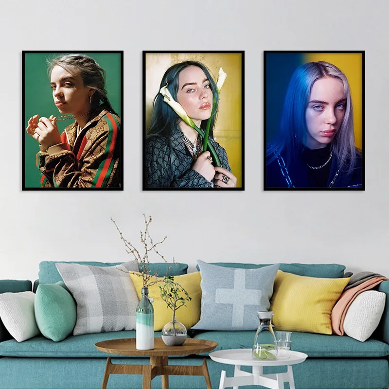 Плакат Billie Eilish Картина на холсте портрет декоративная картина домашняя