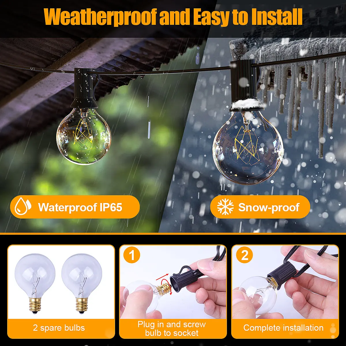 

EU/US/UK/AU Tungsten Wire Waterproof Light String G40-25 Led String Light