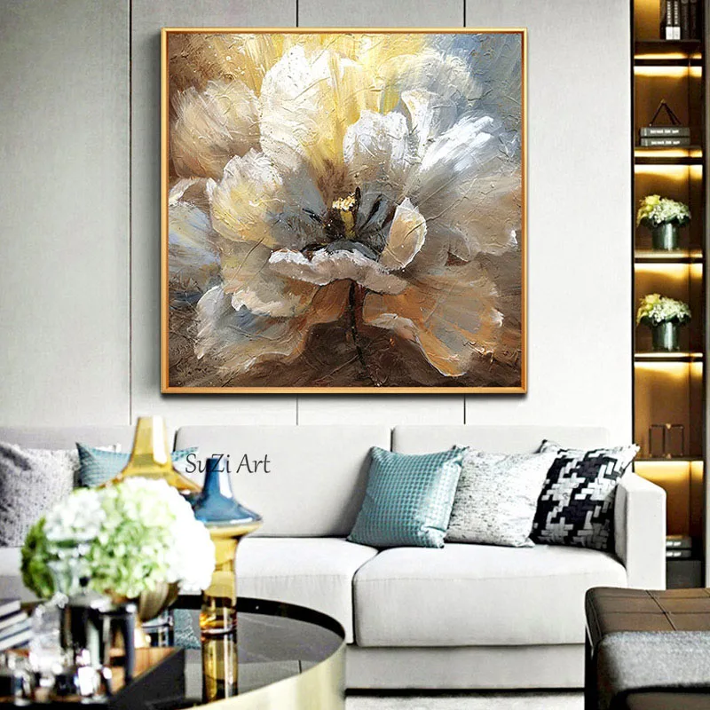 

Handpainted Abstract Modern beautiful flowers Oil Painting On Canvas Wall Art for Living Room home Decor Pictures no frame