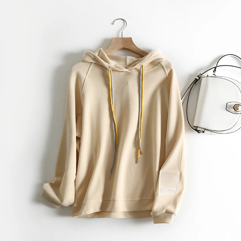 khaki AOEMQ модные свитера 5 однотонных цветов толстый теплый осенний спортивный свитер с капюшоном непромокаемый свитер для дождливого дня Женская одежда - Цвет: khaki