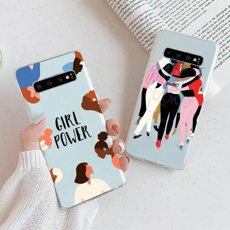 

Minimal Girl Power Feminist art Phone Case Transparent For Samsung Galaxy A S Note 9 10 51 50 71 70 80 20 21 30s ultra plus