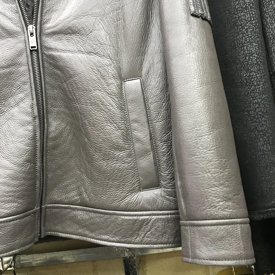 

2020 Winter Coat Mens Leather Jacket Classic Fashion Sheepskin Outwear Warm Windproof Overcoat High Quality