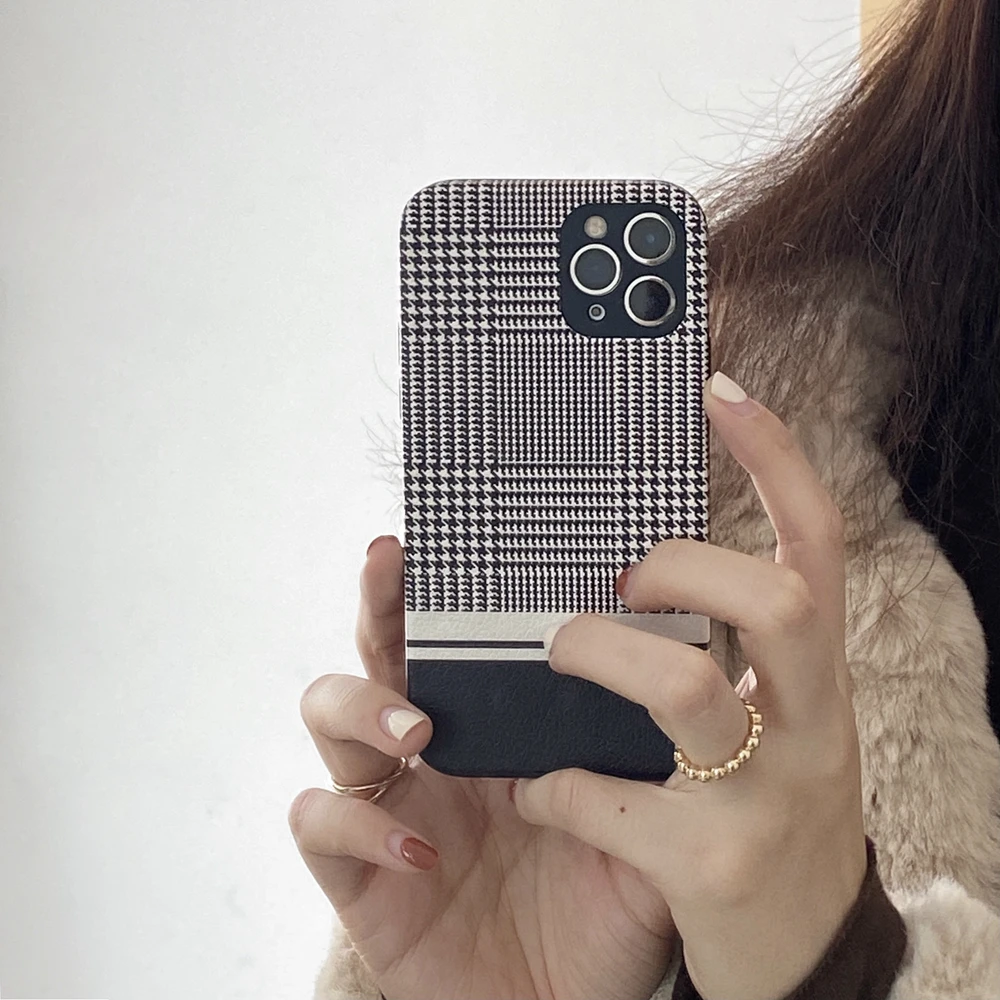

Новый шикарный твидовый кожаный IMD 2 в 1 мягкие телефонные чехлы для iPhone 13 12 Pro Max 11 Pro Max X XS XR 8 Plus 12mini задняя крышка