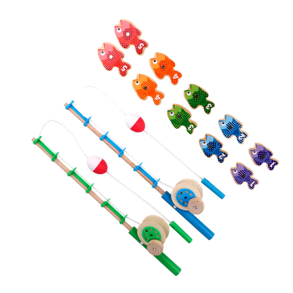 

1 Set of Magnetic Fishing Wooden Fishing Game Number Cognitive Fish Toys