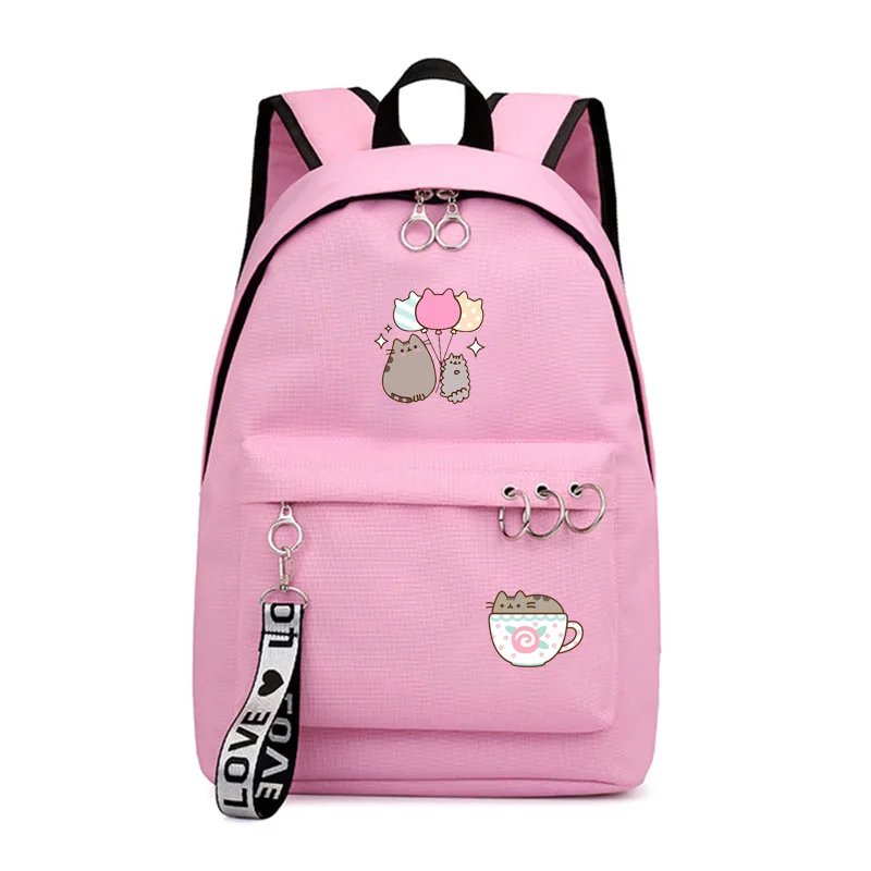 Pink C IMIDO Punsheen Cat студенческие рюкзаки аниме Kawaii школьные сумки для девочек Твердые круглые украшения для подростков повседневный рюкзак для путешествий - Цвет: Pink C