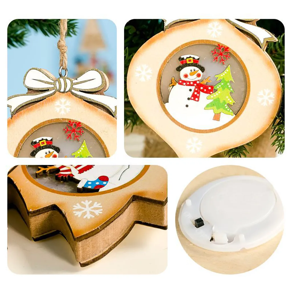 Christmas Family Glowing Wooden Gift Decoration Decorations For Home Tree 2022 New Year Navidad | Дом и сад