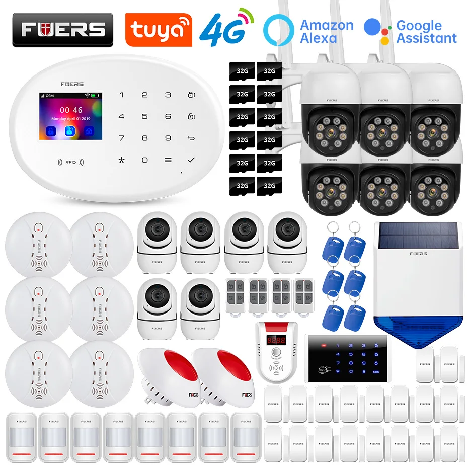 Enlarge FUERS Tuya Smart Home W204 4G GSM WIFI Alarm System Kit Wireless Alarm Security System IP Camera Control Autodial Siren