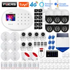 Система сигнализации FUERS Tuya Smart Home W204 4G GSM Wi-Fi, комплект беспроводной охранной сигнализации, IP-камера с управлением, автоматическая сирена