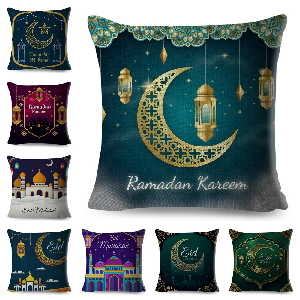

Ramadan Mubarak Cushion Cover Decor Eid Islamic Muslim Party Favors Islam Pillowcase Gifts Al Adha Kareem Pillow Case 45x45cm