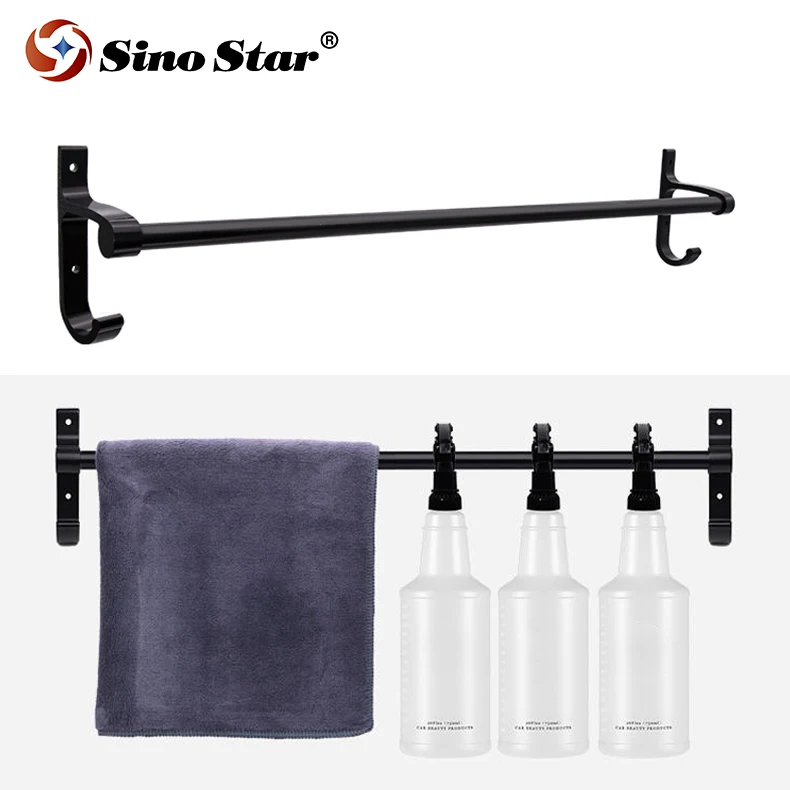 

Car Wash Tools Metal Towel Bar Rack Spray Bottle Wall Mount Holder Hanger Auto Cleaning Detailing Car Beauty Display SHX015