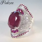 Pinksee роскошное массивное красное большое кольцо на палец с кристаллами для женщин модные ювелирные изделия для помолвки