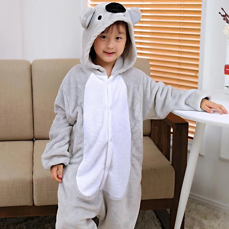 Kid Grey Koala Kigurumi Onesies Children Cartoon Anime Jumpsuit Clothes