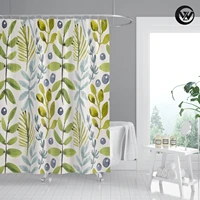 washable printed colorful watercolor style leaves bath bathroom curtain wholesale 100 polyester bathtub shower curtain liner