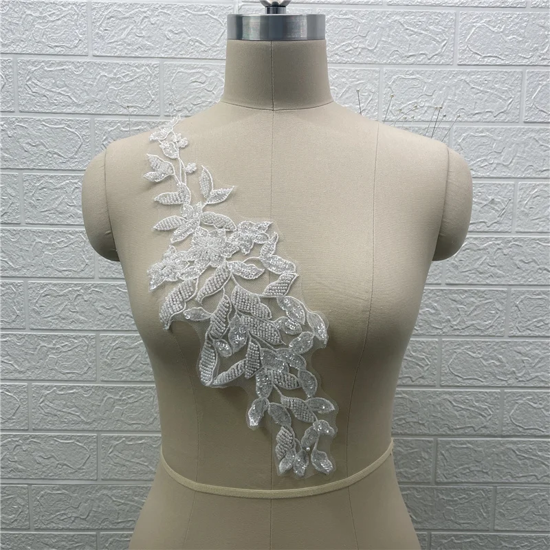 Из 2 предметов 4 цвета тяжелый бисером вышитое кружево Аппликация Швейные булавка