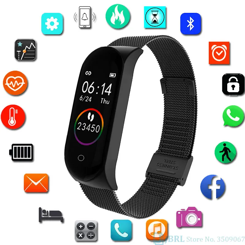 Модные женские и мужские умные часы из нержавеющей стали электронные