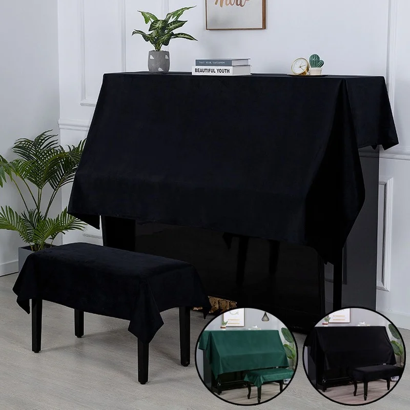 

1 Pcs European-style Solid Color Velvet Piano Dust Cover for Household Upright Piano Keys and Stool Dust Cover