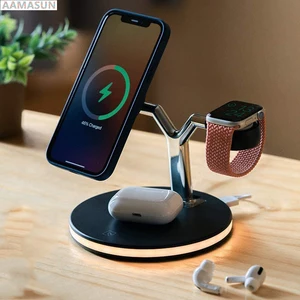 3 in 1 magnetic wireless charging station for iphone 12 pro max 15w fast wireless charger for airpods iwatch series free global shipping