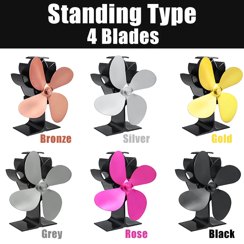 

Stove Fan 4 Blade Fireplace Fan Heat Powered komin Wood Burner Eco Fan Friendly Quiet Home Efficient Heat Distribution 1100rpm