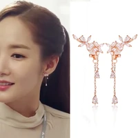 new fashion rear hanging earrings for women tassel ear jewelry fancy holeless earrings ear clip rose gold popular accessories