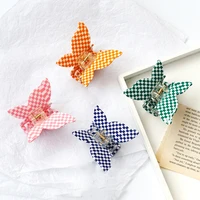 new butterfly hair claw grid plaid sweet resin barrettes styling tools for women girls hair accessories