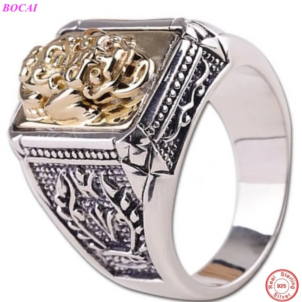 Мужское серебряное кольцо BOCAI S925 пробы модное из тайского серебра в виде