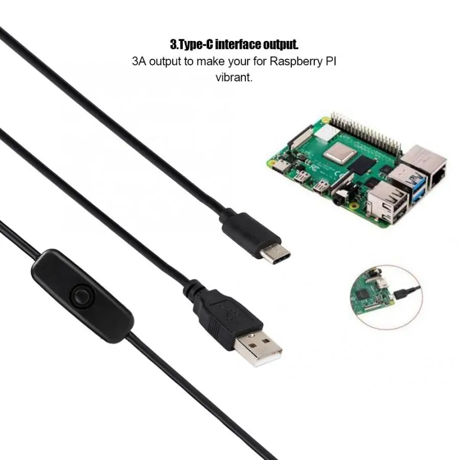 Для Raspberry Pi 4 type-C адаптер зарядного устройства Соединительный кабель с