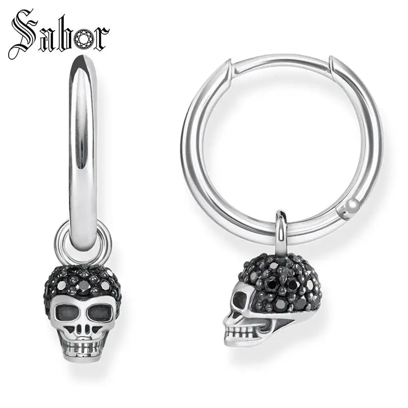 Серьги кольца Creole черный череп подарок для женщин высокое качество серьги