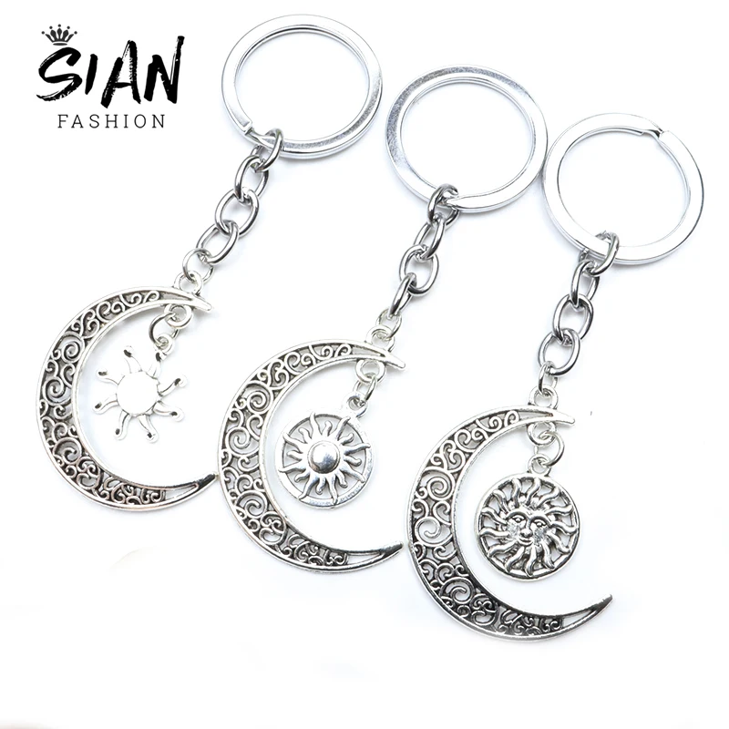 

Star of David Keychains Pendant Holder Sun and Moon Charms Key Chains Keyrings for Bag Car Key Israel Jewish Jewelry Wholesale