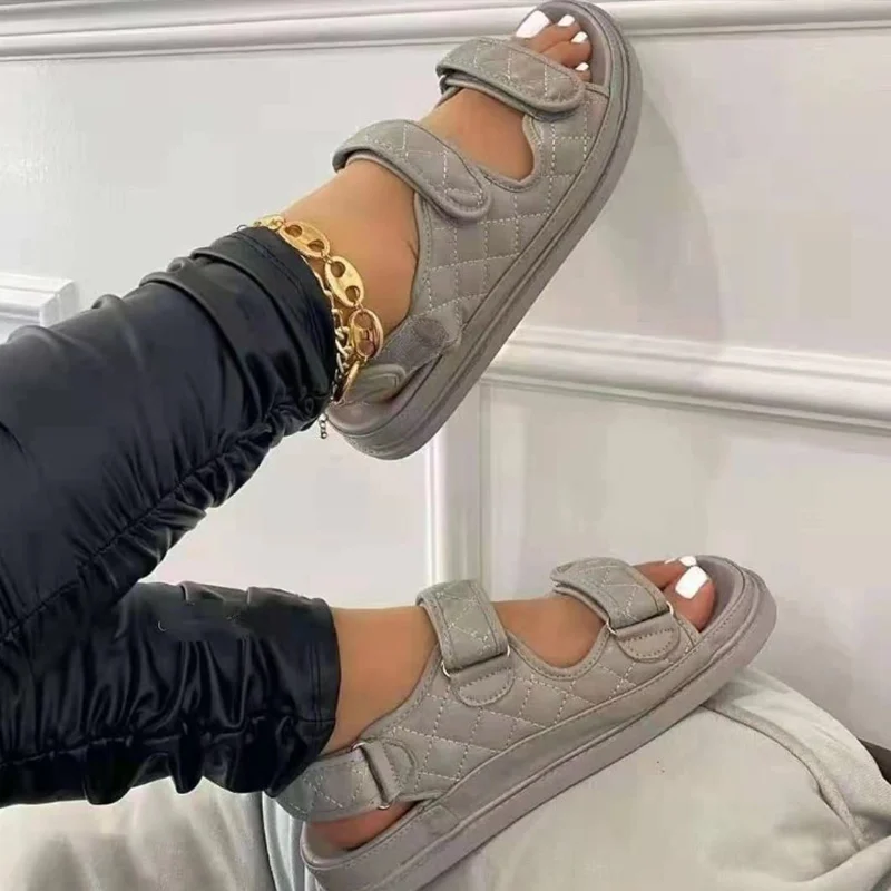 

Hook Loop Women's Sandals 2021 Flat Casual Shoes Summer Sewing Gladiator Ladies Shoes Platform Soft PU Leather Female Footwear