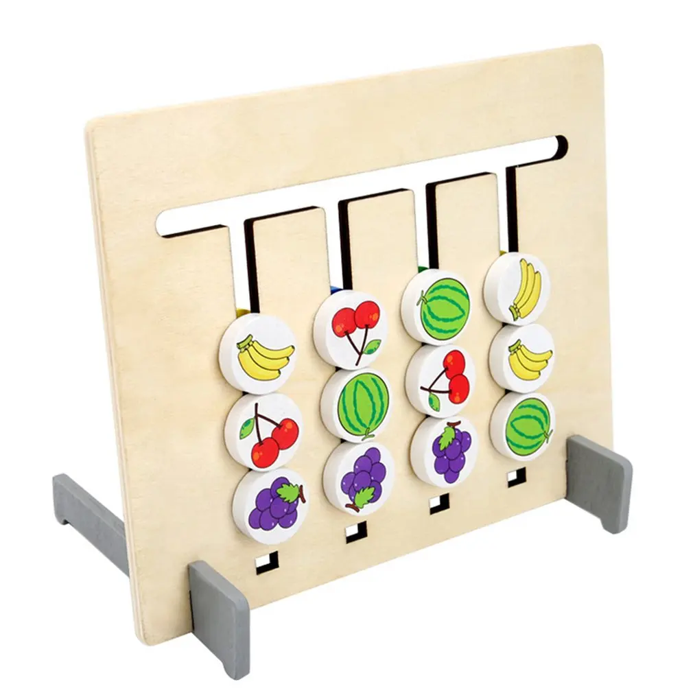 Juguetes educativos para ni&ntilde;os, juego de l&oacute;gica de frutas de cuatro colores, de madera de doble cara, iluminaci&oacute;n Montessori, regalo de Navidad-0