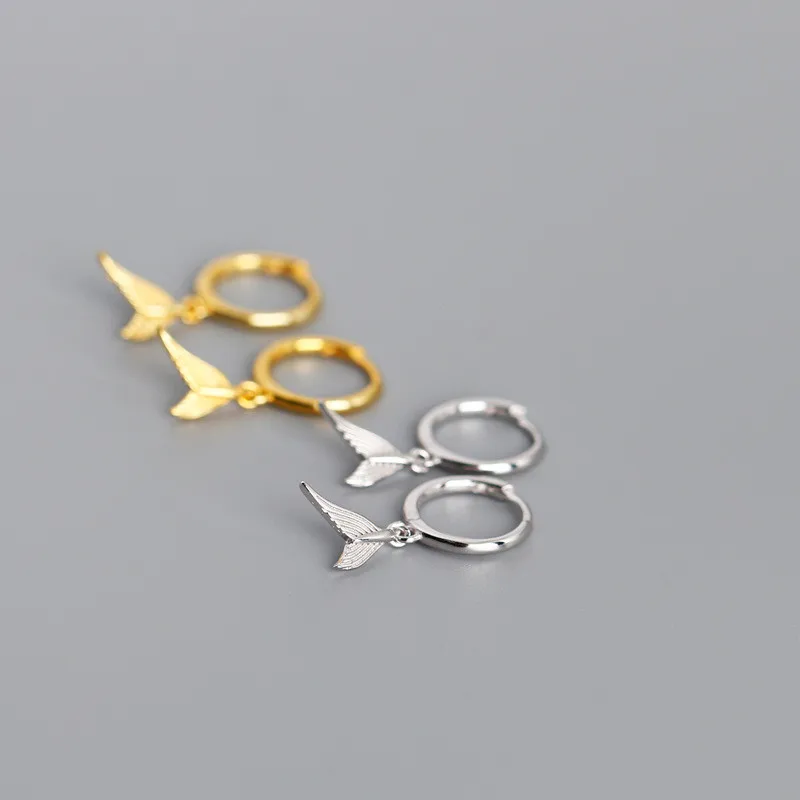 Женские серьги-гвоздики рыбий хвост WANTME из стерлингового серебра 925 пробы с