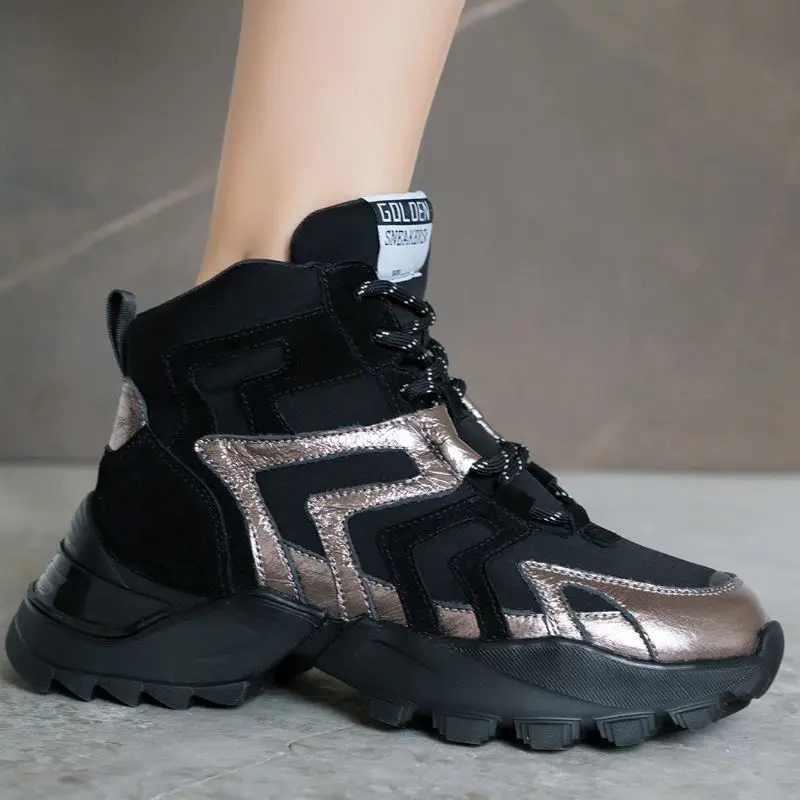 Taoffen Genuine Leather Ladies Sneakers New Arrival Fashion Thick Sole Platform Casual Shoes Women High Quality Size 35-40