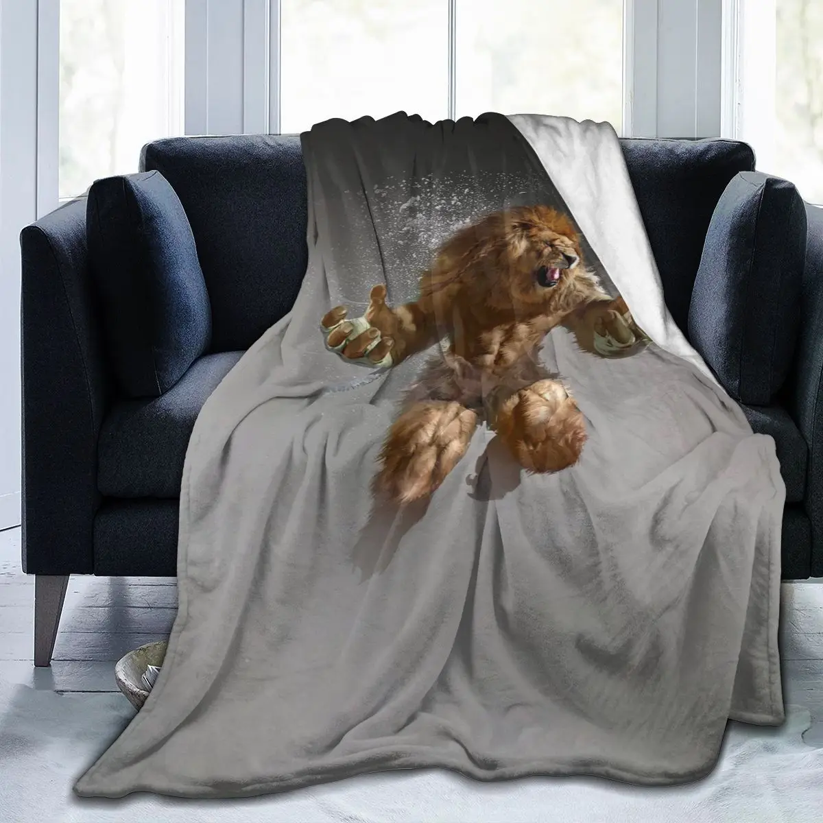 

Одеяло с 3D принтом льва, модное покрывало в стиле ретро, постельное белье, квадратное шерстяное мягкое быстросохнущее одеяло для пикника